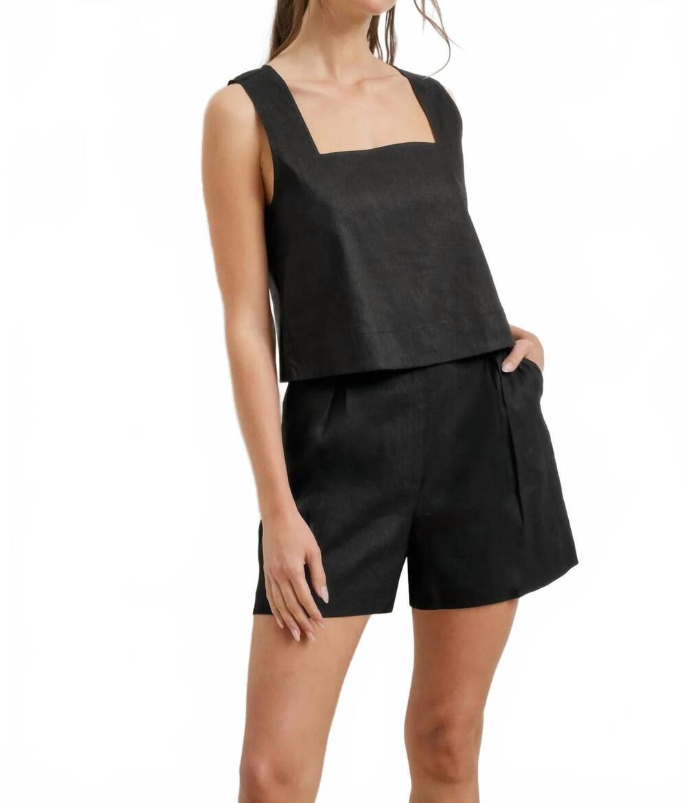 NEW FAVORITE DAUGHTER the favorite linen blend short in black
